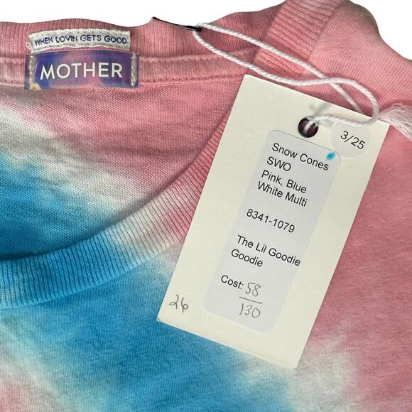 Mother Blue Pink Snow Cones Tie Dye Lil Goodie Goodie Tee size S NEW Tags - Picture 2 of 7